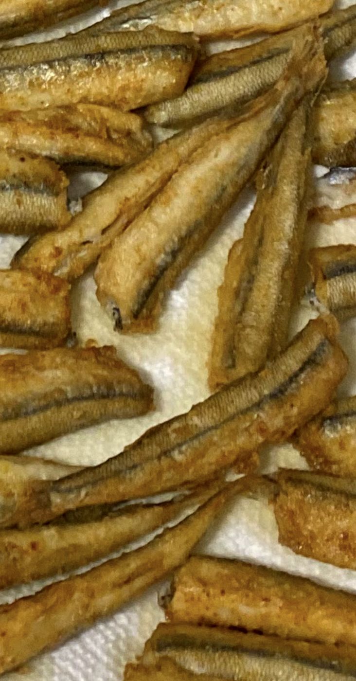 Golden crispy vegetable sticks on parchment
